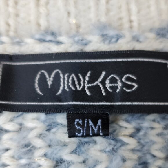 Blue & Cream Poncho with Sleeves Fringed Hem, Graduating Shades of Blue Size S/M - Picture 6 of 6